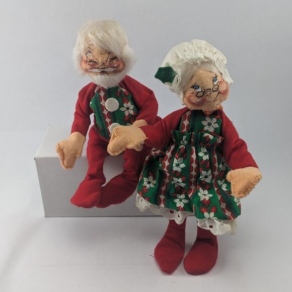 ANNALEE Christmas Mobilitee Mr. & Mrs. Clause Dolls Vintage 1963/1971 8" - Picture 1 of 10